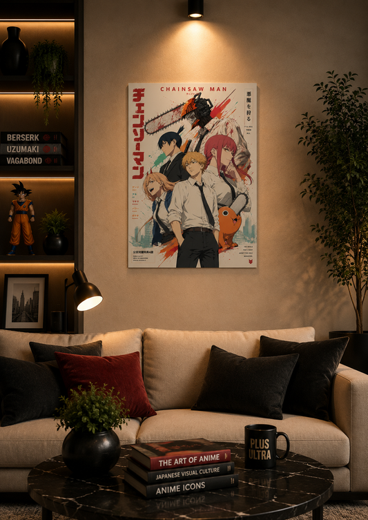 Chainsaw Man Character Collage Anime Poster